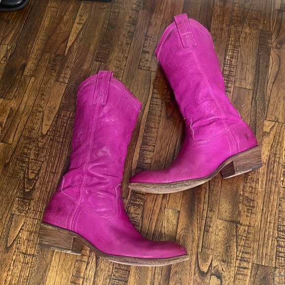 Frye Boots Carson pull on Berry Pink leather cowgirl western country 9.5 B - Picture 8 of 15